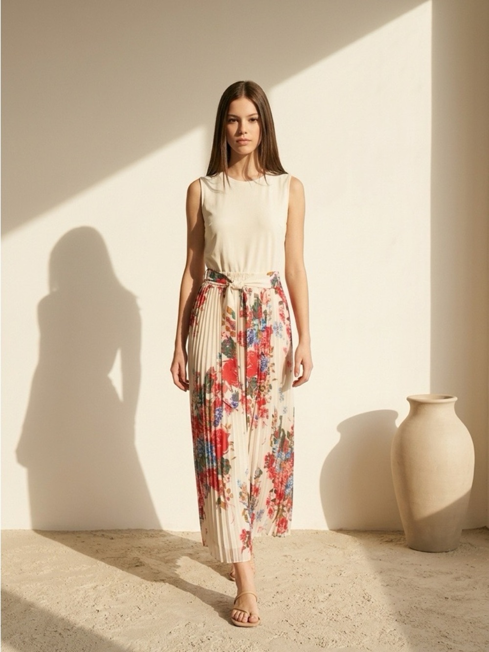For Cynthia brand  Blouson floral Dress Womens small  pleated skirt